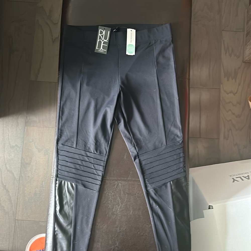 Rune NYC Faux Leather Detail Moto Legging 1X